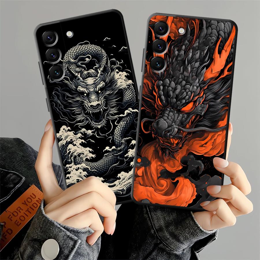 Samsung Galaxy A55 - غطاء هاتف بتصميم التنين المتموج لهواتف