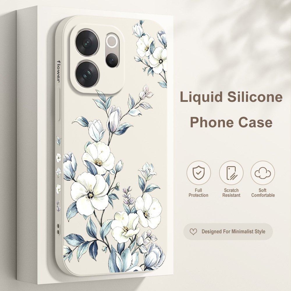 Vivo V40 - غطاء هاتف بتصميم زهور متعرجة لهواتف