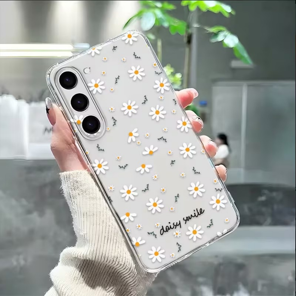 Samsung Galaxy A55 - غطاء هاتف من السيليكون بتصميم زهور